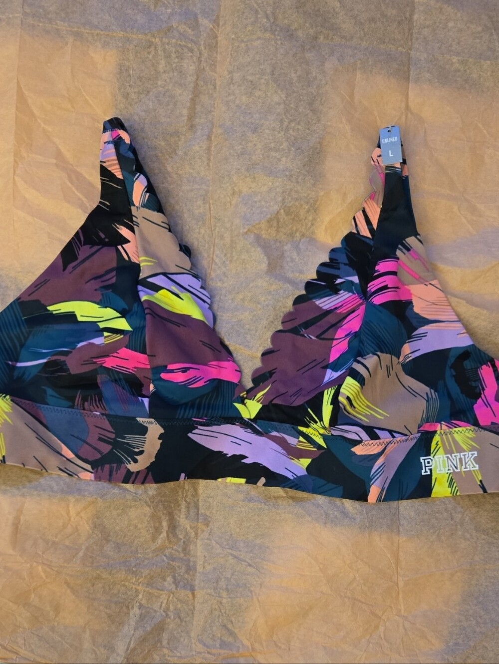 PINK Victoria's Secret Multicolor Feather-Print Bralette